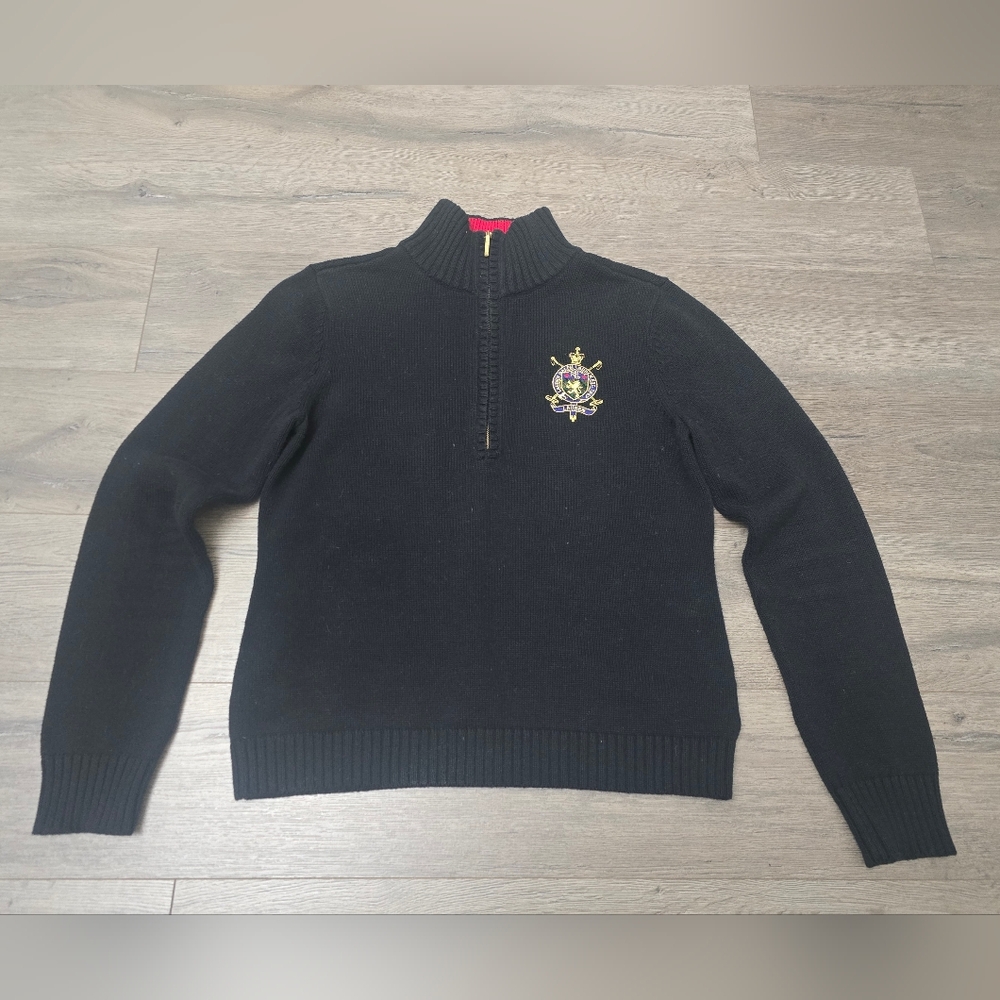 Lauren Ralph Lauren Black Sweater with Embroidered Crest